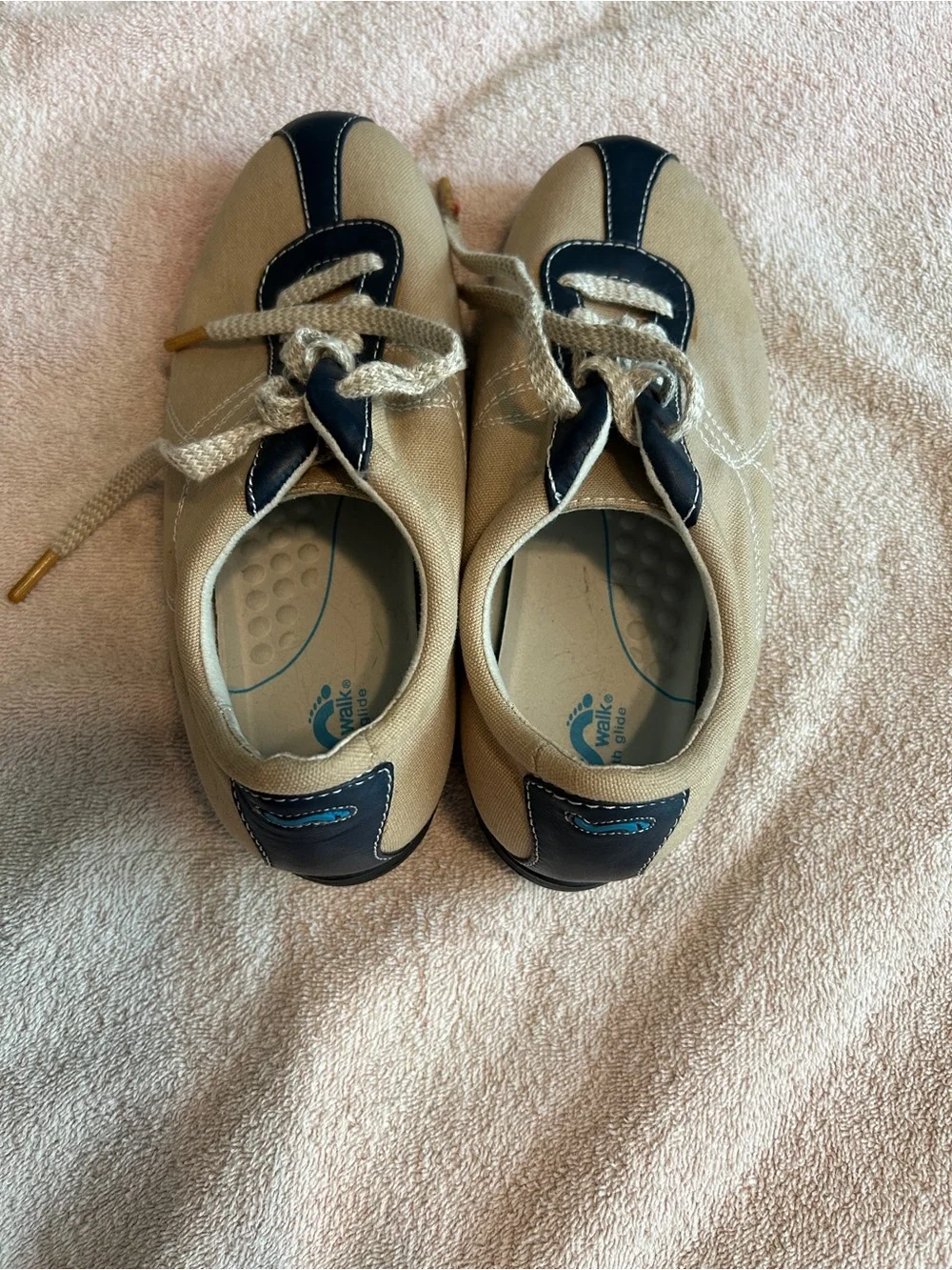 Soft Walk Health Glide Beige and Navy Women's Rocker Shoes